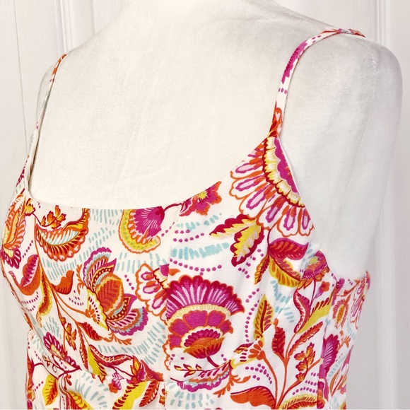 Midnight Sky Colorful Floral Paisley Linen Blend Crop Top - Picture 7 of 16